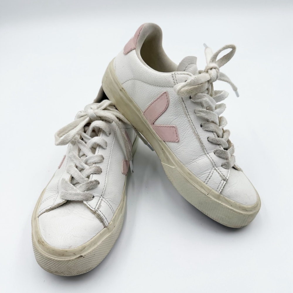 Veja Girls Esplar White Pink Leather Sneakers Sustainable Casual Shoes 4 US